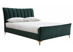 4ft Small Double Clover green velvet fabric upholstered bed frame 1